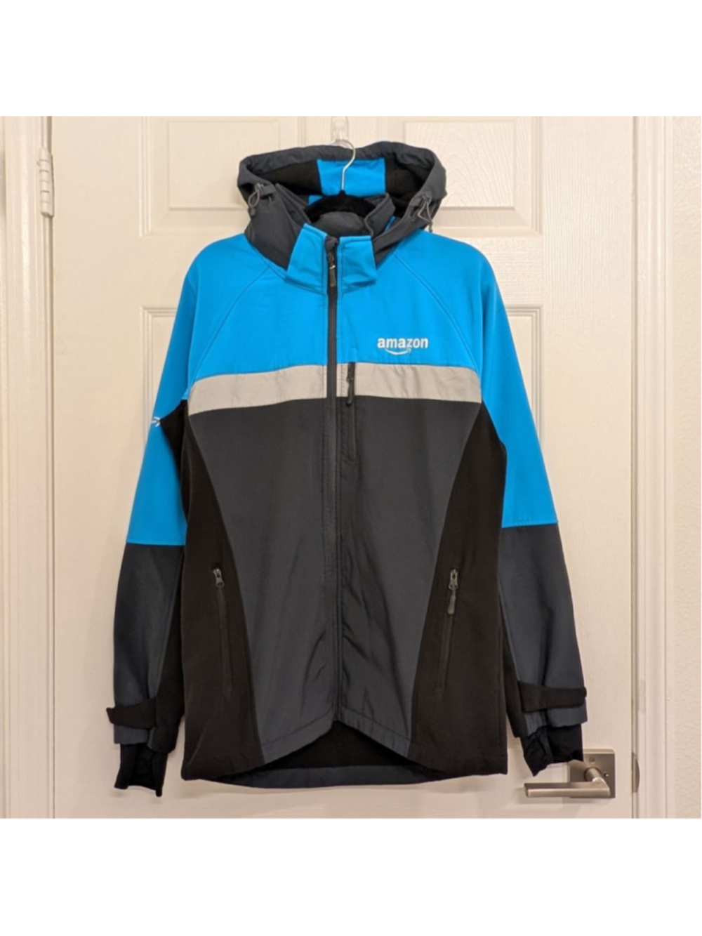 Amazon Soft Shell Jacket Blue Fleece Lined Reflective Luly Yang Hooded Men's S